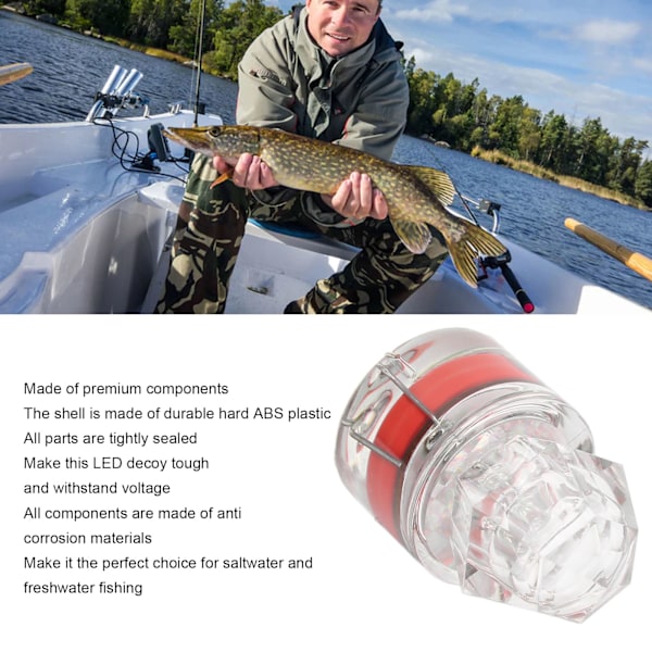 5 st fiskebete ljus diamantform LED korrosionsbeständighet automatisk öppen blinkande bas bete ljus röd