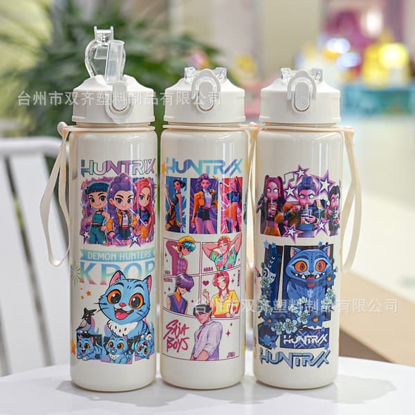 Kpop Demon Hunter Girls Vattenflaska Bärbar Utomhus Barn Sugrörsmugg 4 4 700ml
