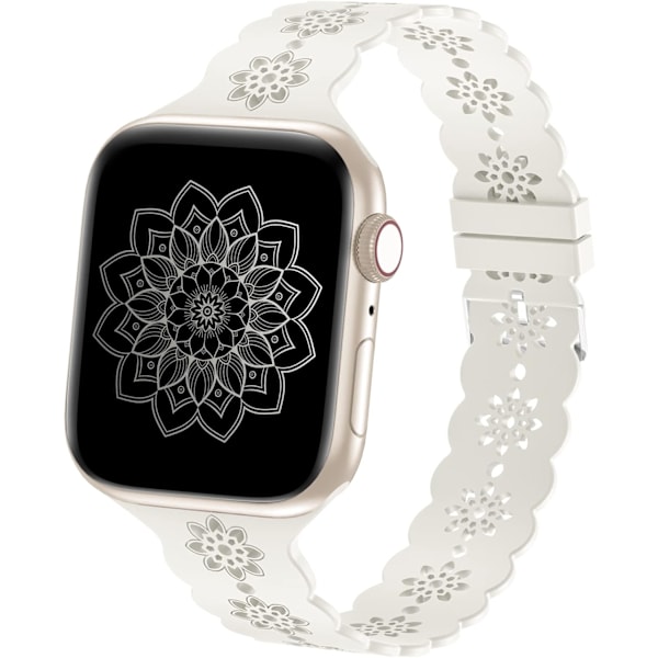Blommig Silikonarmband Kompatibelt med Apple Watch Band 38mm Light gray 38mm/40mm/41mm Light gray 38mm/40mm/41mm