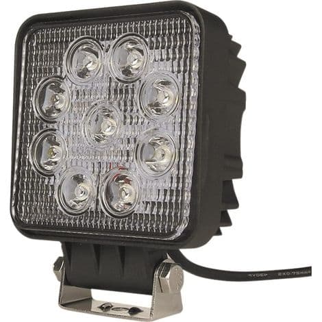 Square Work Light with 9 LEDs, 27 Watts, 2400 Lumens, IP67