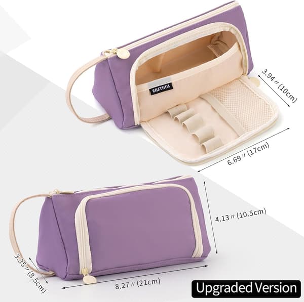 Canvas Pencil Case with Large Capacity, Large Storage Pouch for Pens, Markers, Simple School and Office Organizer