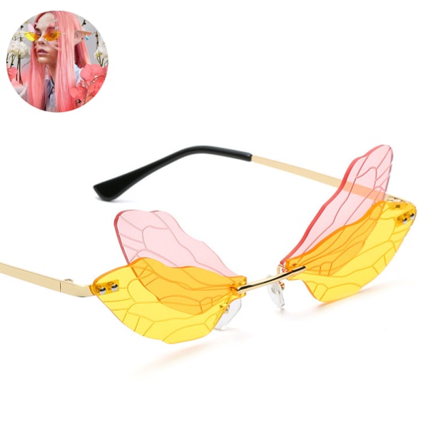 Wing Shape Solglasögon för Kvinnor/Män Ramlösa Irregular Glasses Shades Party Solglasögon