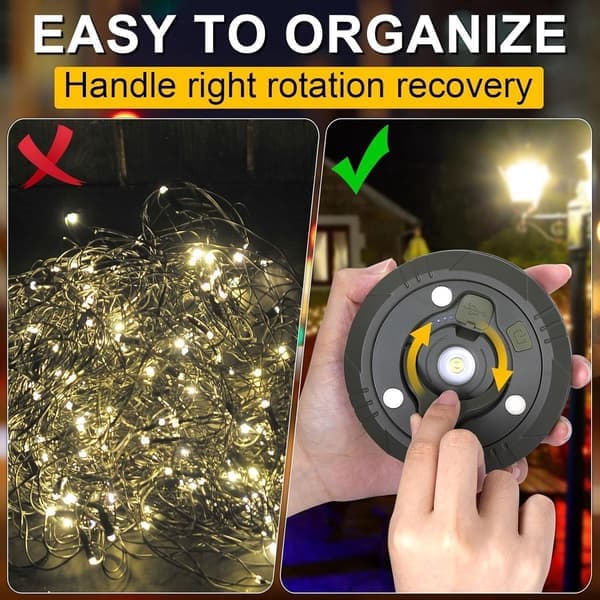 Camping String Lights 10 Meter - Atmosphere String - IPX4 Waterproof - Retractable - Rechargeable - Warm White | Outdoor Lighting - Camping Lamp