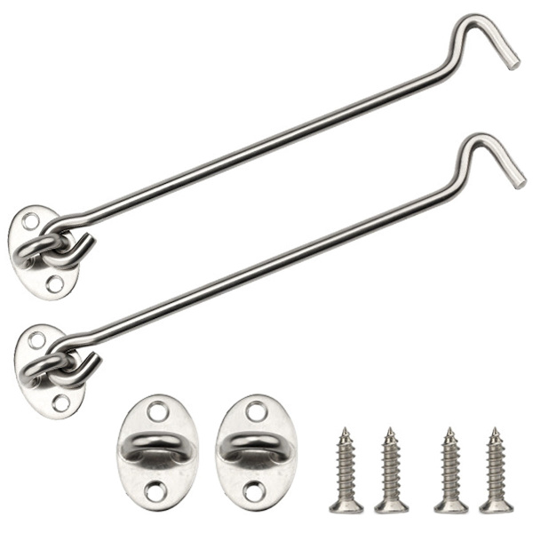 Svart stugdörrkrok, 2 150 mm rostfria tunga dörrlås, garage-, dörr- och fönsterkrokögonspärren (6 tum)