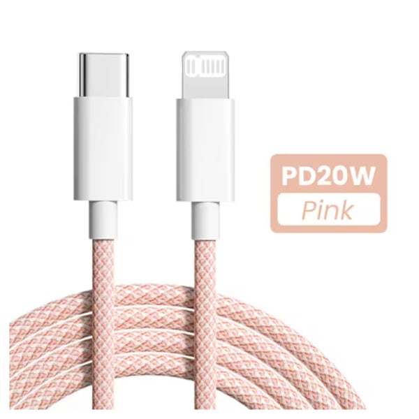 20W USB-C PD-kabel för iPhone 14 13 12 11 Pro Max Xs 8 Plus iPad 3A Datakabel för iPhone Typ-C Datakabel rosa 1M 1M