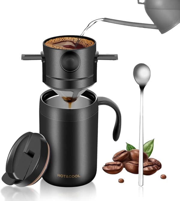 16oz Camping Coffee Maker Pour Over Coffee Maker Set, Camp Pour Over Set, Portable Coffee Kit for Travel, Camping, Office, Backpacking