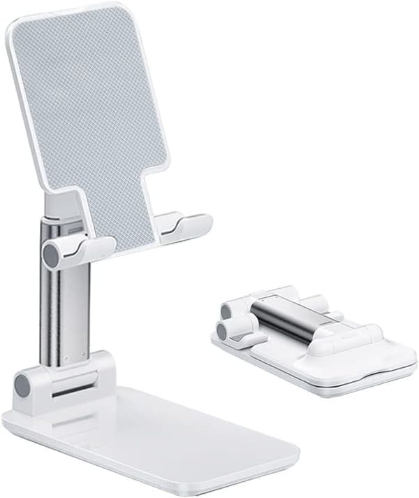 Mobile Phone Stand, Angle and Height Adjustable Cell Phone Holder with Silicone Pad for Desk, Fully Foldable Mobile Phone