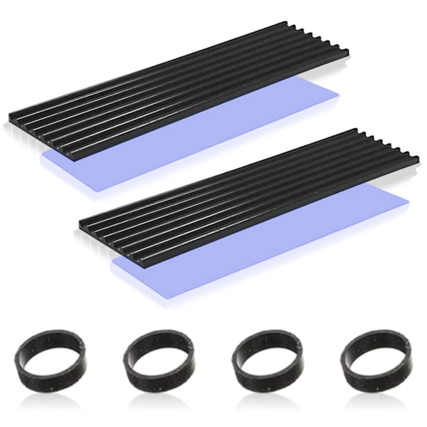 2-pack kylflänsar, M.2 aluminium kylfläns, kylflänsset med 70 mm x 22 mm x 3 mm, halvledarkylning, CPU-kylning för M.2 SSD M2-värme