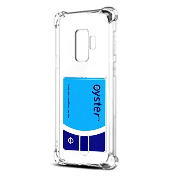 TG Samsung Galaxy S9+ - Kraftfullt Silikonskal med Korthållare Transparent/Genomskinlig