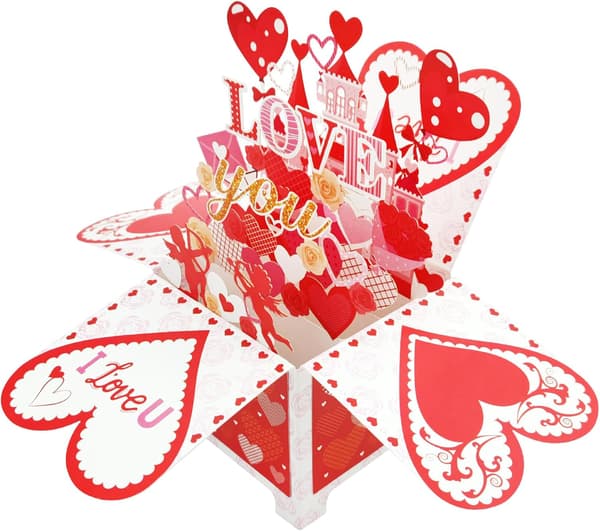 3D Pop Up Romantisk Kort, Perfekt for Valentinsdag Bryllupsdag og Bursdag, Hjertevarm Gave til Kjæreste Mann Kone Menn Kvinner