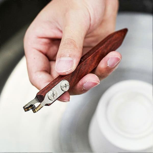 Wood Handle Clay Bottom Trimming Pottery Tool Modeling Ring Foot Scraper Small