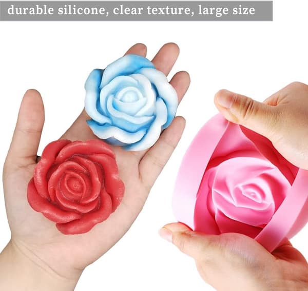 2 stk. roseformet lysform i 3D fondant blomster silikone voksform