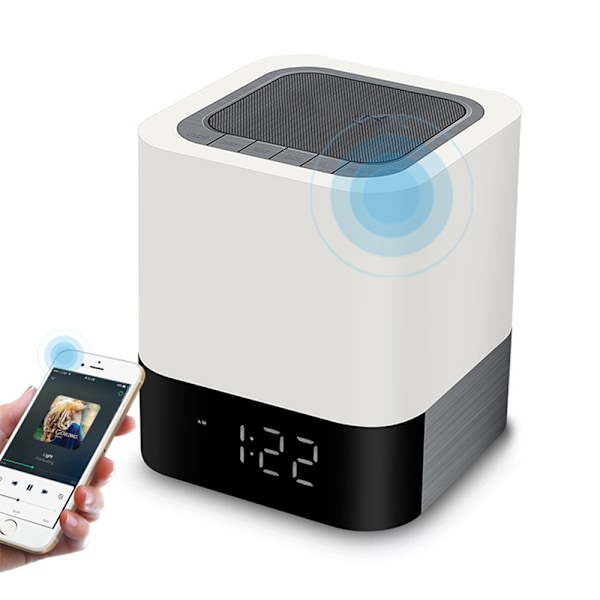 Touch Control Sänglampa, LED Bluetooth-högtalare, Nattljus Dimbar Trådlös Högtalare, Bärbar Trådlös Bluetooth-högtalare, 48 LED Färgförändring