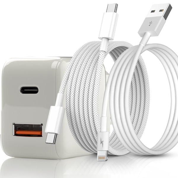 Snabb väggladdare 20W – USB-C PD & USB-A med Lightning- och USB-C-kabel (1m) 1x Laddare, 2x Kablar (1m) 1x Laddare, 2x Kablar (1m)