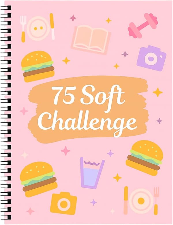 75 Soft Challenge Journal – Redigerbar 75 Dages Soft Challenge Bog til Kvinder med Daglig Planlægger, Regnbuesider & Wellness Trackere