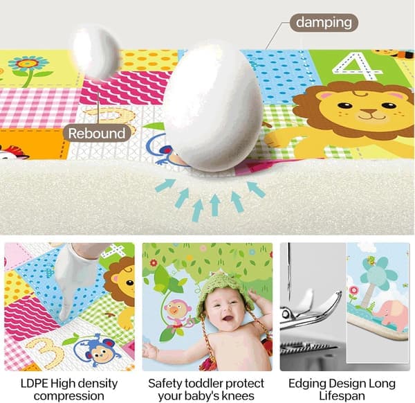 Baby Play Mat Foldable Crawling Mat Waterproof Play Mat Educational Crawling Games for Babies Aged 0-6 Months