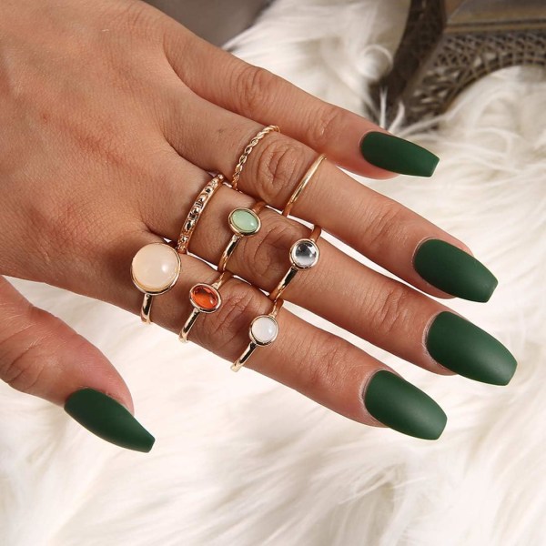 8 st Silver Star Moon Knuckle Ring Set för kvinnor Flickor Vintage Stapelbara Midi Finger Rings Set