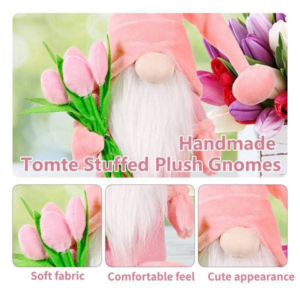 Tulpan-tema \"Rudolf\" (Tomte) Alla hjärtans dag-figur – Heminredningsprydnad (Rosa)