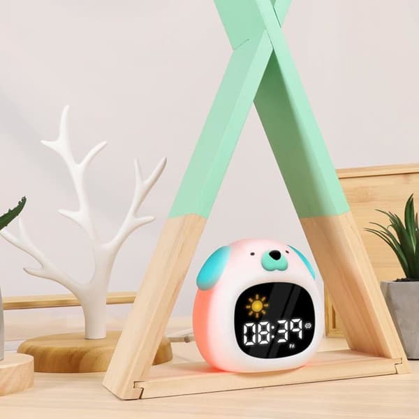 Educational Dog Alarm Clock for Kids with Night Light - Digital Clock Display - Intelligent Educational Label