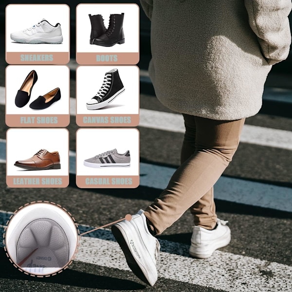 6 par Heel-inlägg, Tjocka, Självhäftande, för Bakre Häl, För Stora, Läder, Svart, Grå, Beige