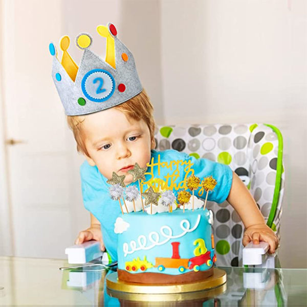 Crown födelsedagshatt Återanvändbar födelsedagsfest hatt för baby, glitter Crown hattar för barn pannband hattar
