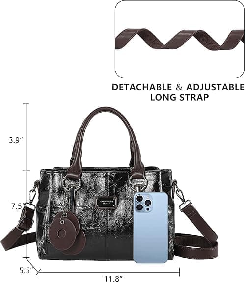 Damhandväskor & Plånböcker Veganska Läder Tote Väskor Dam Crossbody Axelväskor med Fack Reseplånböcker