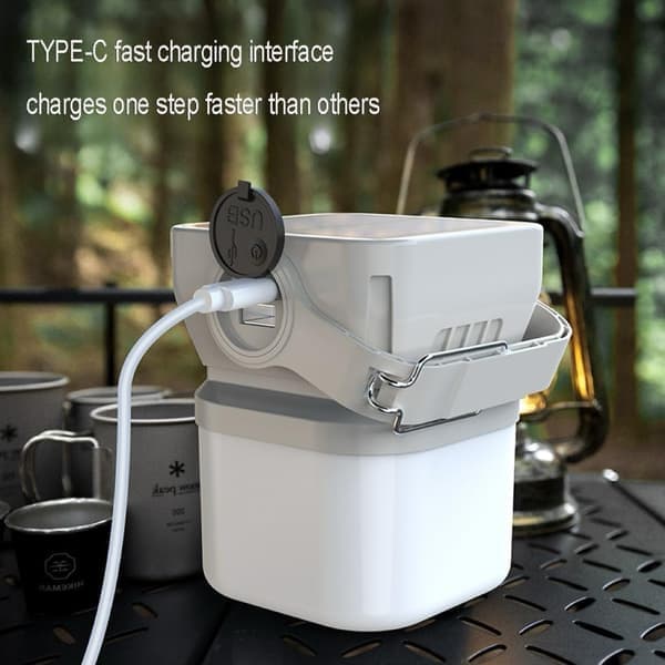 Solar Camping Lamp - 500m Range - 120m² Illumination - With Power Bank & LCD Screen - Waterproof (IPX5)
