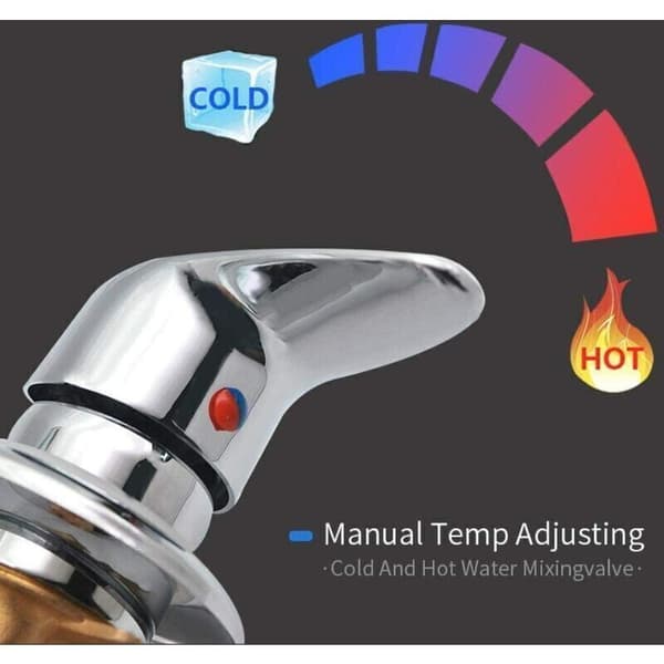 Thermostatic Shower Mixer in Solid Chrome-Plated Brass – G1/2 Thread – Ceramic Cartridge – Integrated Non-Return Valves
