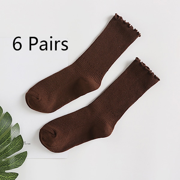 Damstrumpor. Volang Turn-Cuff Casual Ankle Socks Andas Cool Knit Cotton Lettuce Crew Frilly Sock 3 Pack