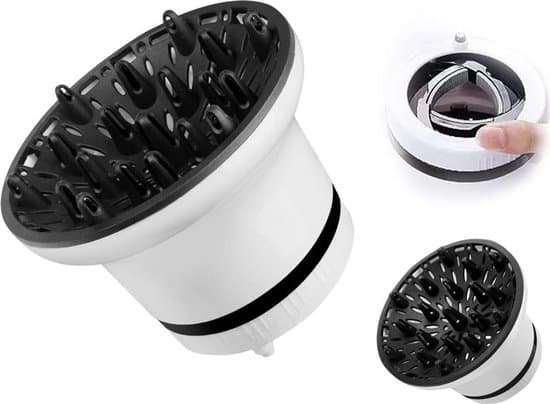 Profesjonelt hårfønertilbehør med diffuser, universelt diffuserfeste, justerbar hårfønerdiffuser, egnet for krøllete og bølgete hår.