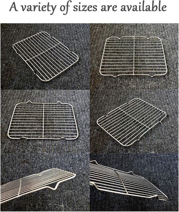 Kraftig ovnrist i rustfrit stål - 13,5 x 22,2 cm bage- og afkølingsrist med 4 fødder, ideel til luftcirkulation, bageplader og stegning