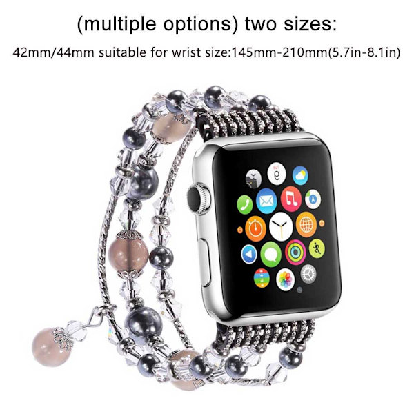 Kompatibelt med Apple Watch-armband, damarmband i agatpärla, moderiktigt ersättningsarmband för iWatch Series 4/3/2/1 flickarmband 38-40 mm vitt