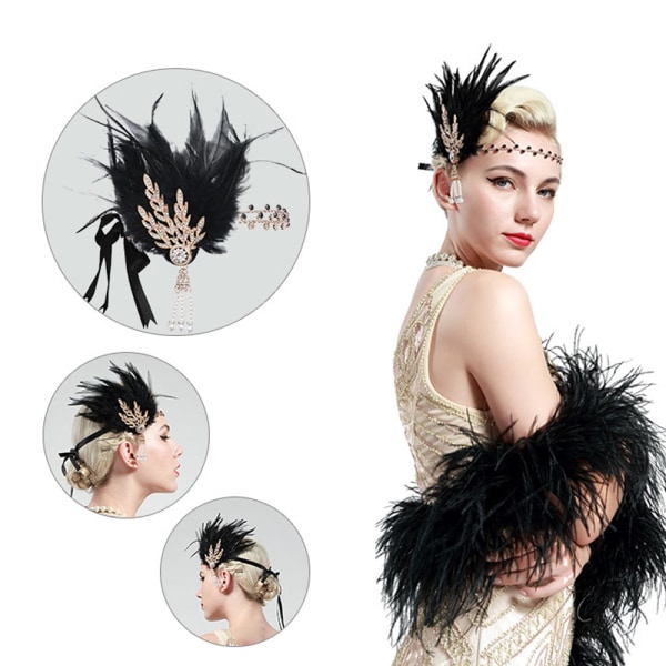 Vintage Flapper-pannband Daisy Buchanan-kostym Great Gatsby-bladtiara huvudbonad accessoar gul