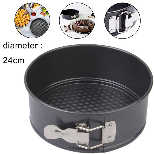 Non-stick Springform Pan, läckagesäker kakform med platt botten, för 1/2 receptportion, rund bakform, läckagesäker, non-stick belagd - Svart