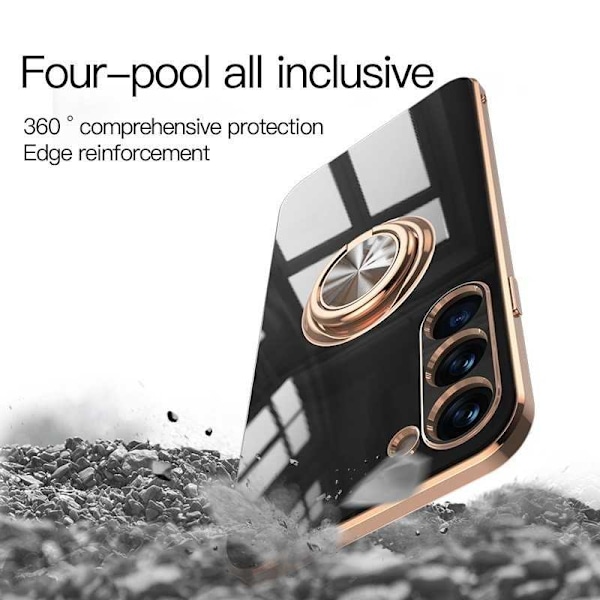 Samsung S23 Plus Elegant & Stöttåligt Skal med Ringhållare Flawless Svart Svart