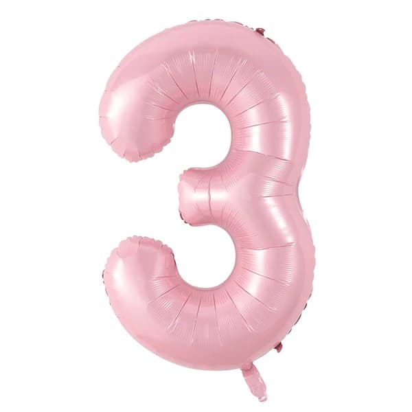 ENORM 102cm Numeropallo Vaaleanpunainen Numero 3 Ilmapallo vaaleanpunainen pink