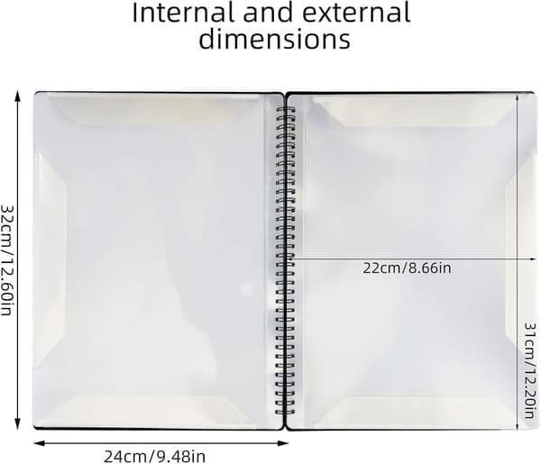 Musikmappe A4, 60-arks kormappe, præsentationsmappe til klaveroptræden, tilgængelig til noder (30 lommer 60 sider, 32 * 24 cm, sort)