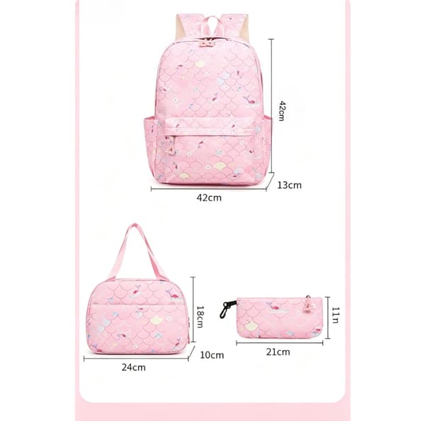 Ryggsäck Stor Kapacitet 3 Delar Set, Inkluderar Matsäck och Pennfodral för Studenter Blue