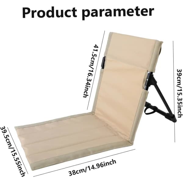 Strandmadras med ryglæn, foldbar havestol, foldbar strandmåtte med nem montering