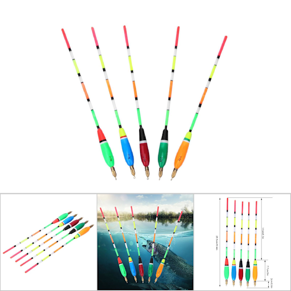 5PCS Flerfärgad Balsaträ Flyt Bobber Bite Indikator Fiskeutrustning (3+2g )