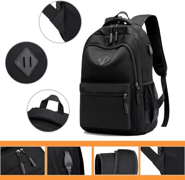 Waterproof Oxford Fabric Backpack, Universal Design with USB Charging Port.