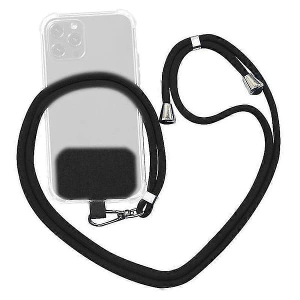 Universal justerbar mobiltelefonrem, patch, telefon-snor, sikkerhedsmontering til telefon sort
