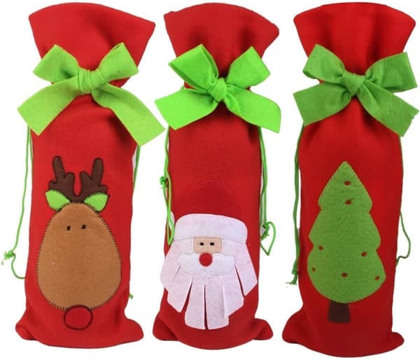 3-pack Julvinspåse Presentinslagning Dragskopåse Tomte Klart Trädmönster