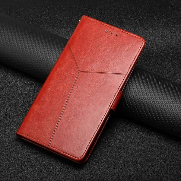 For Motorola Moto G56 5G HT01 Y-shaped Patterned Flip Leather Case Brown