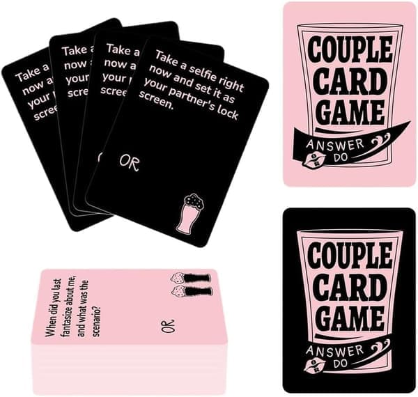 Drinking Game Cards for Couples - 50 Deep and Fun Question Cards for Date Nights and Parties, Intimate Conversation Game for Adults