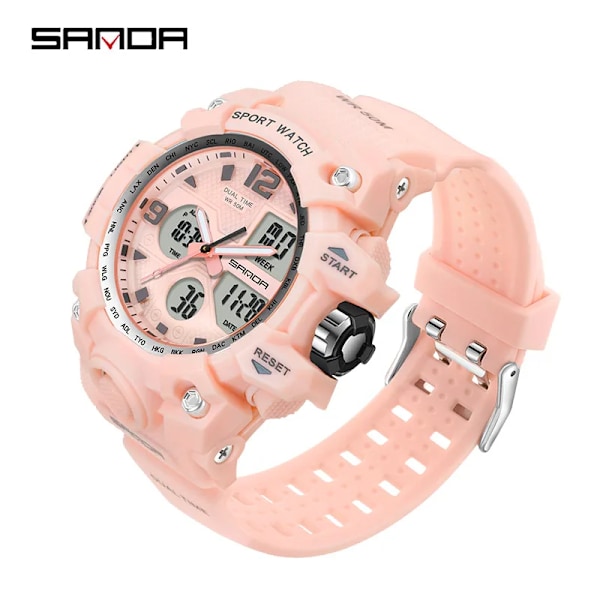 SANDA Herr Militärklockor Vit Watch LED Digital 50M vattentät watch Herr Multifunktionsklocka Relogio Masculino 942 Ms pink 942 Ms pink