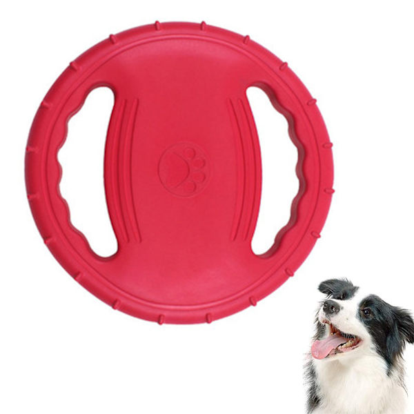 Flygande hundskiva leksak, gummi hundbitresistent utomhusträning hämta ljudtillverkare flyta husdjur leksak, tuff träningsflygande skiva leksak för