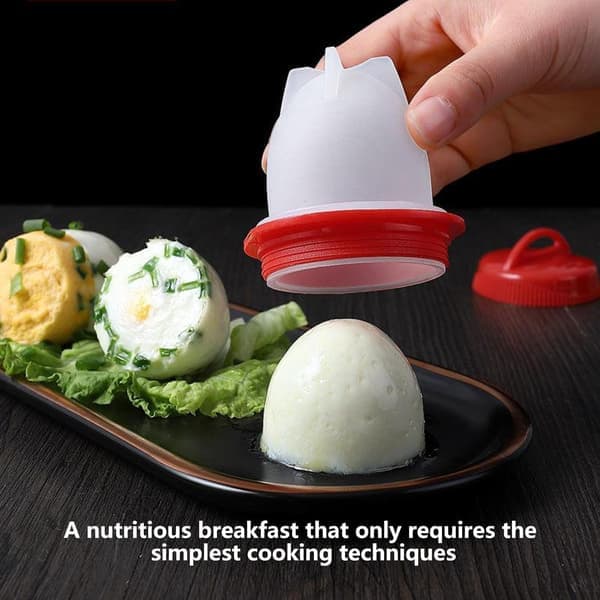 Egg Cooker 6-Piece Shell-Free Egg Cooker Set Non-Stick Easy to Clean Multifunctional Egg Cooker Set White.