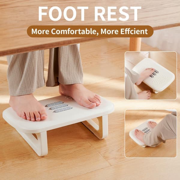 Ergonomic Footrest with Massage Rollers Non-Slip Under Desk Footrest for Office and Home Padded Support for Better Posture and Comfort