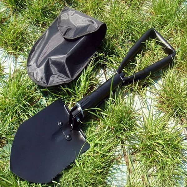 Foldbar militærskovl med økse og sav til camping